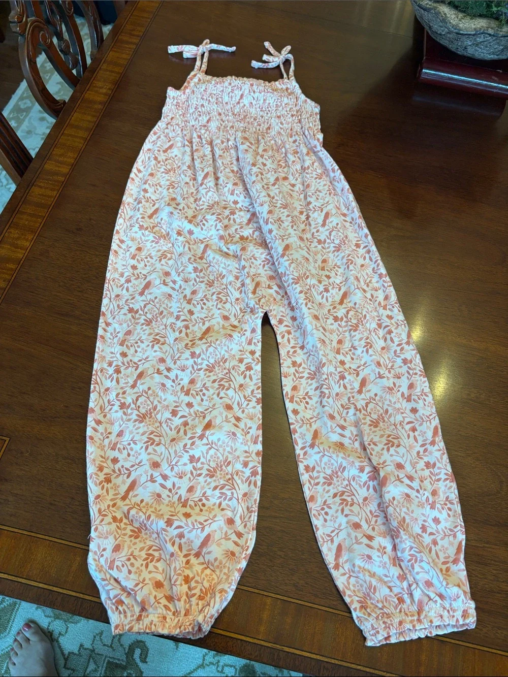 GAP Pink and Cream Floral Smocked romper for toddler girls
